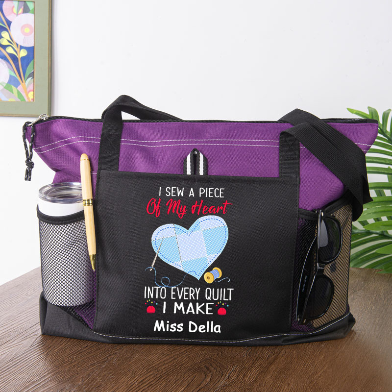 I Sew A Piece Of My Heart Into Every Quilt I Make Tote Bag