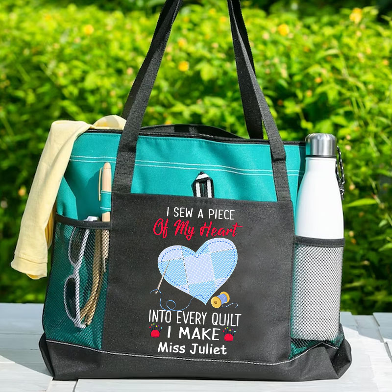 I Sew A Piece Of My Heart Into Every Quilt I Make Tote Bag