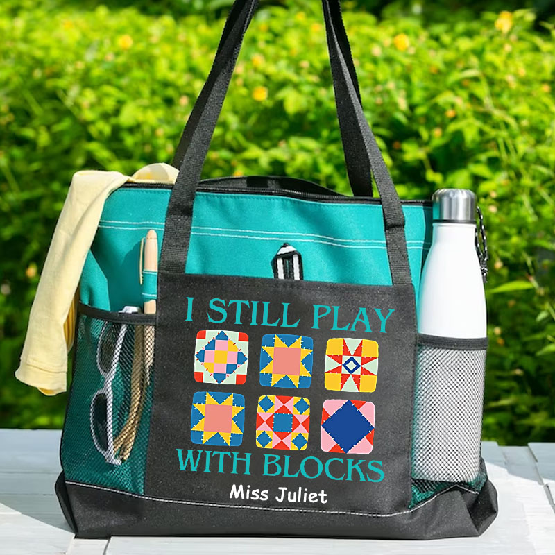 I Still Play With Blocks Quilt Tote Bag