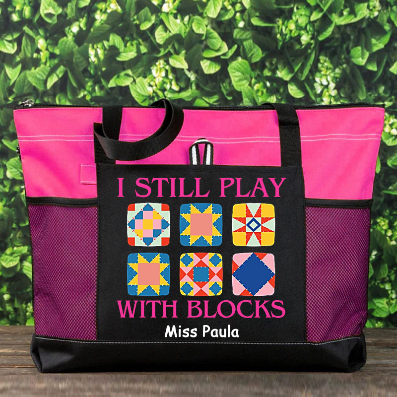 I Still Play With Blocks Quilt Tote Bag