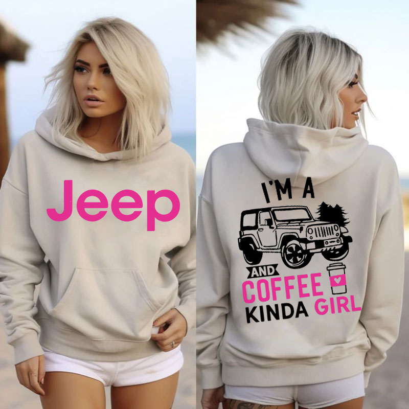 I am a Jeep and coffee kind of girl Oversized Hoodie Forest and mountains