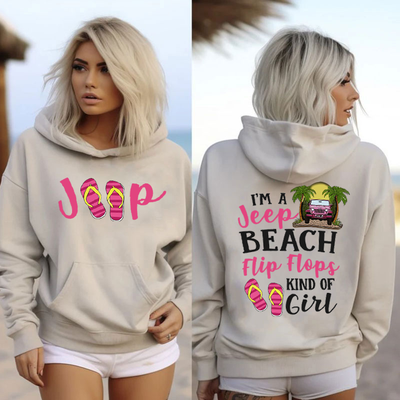 I’m A Jeep Beach Flip Flops Kind Of Girl - Oversized Hoodie