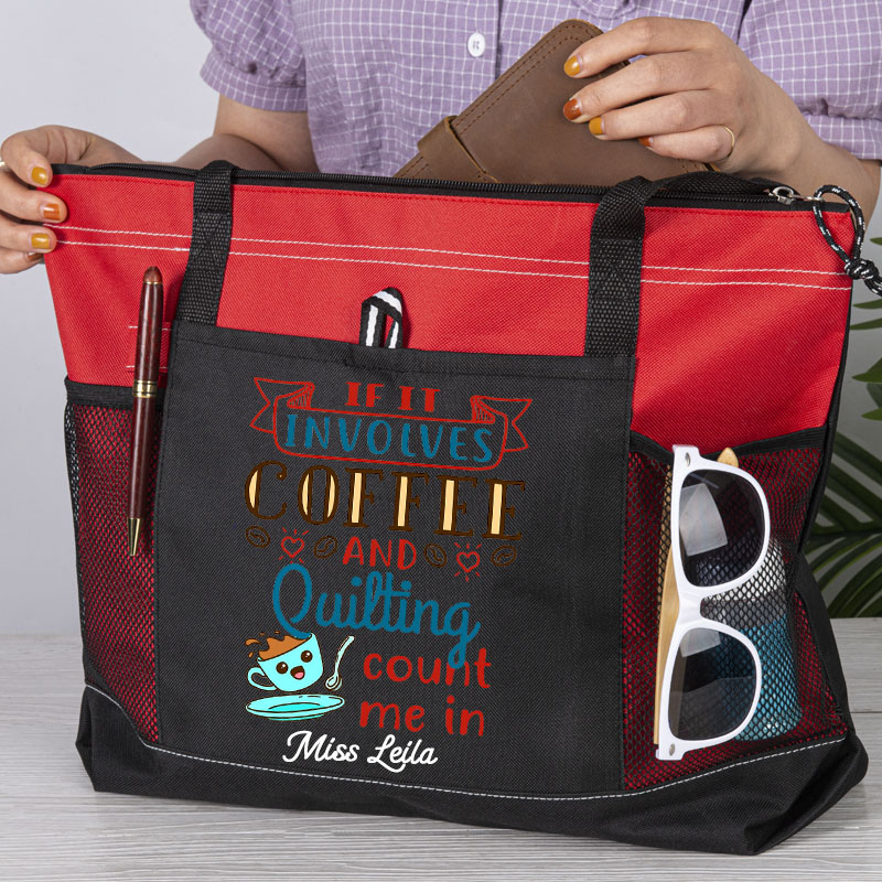 If It Involves Coffee and Quilting Count Me In Tote Bag