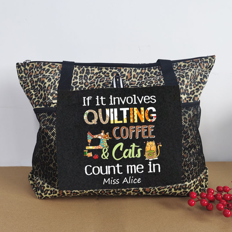 If It Involves Quilting Coffee And Cats Count Me In - Tote Bag