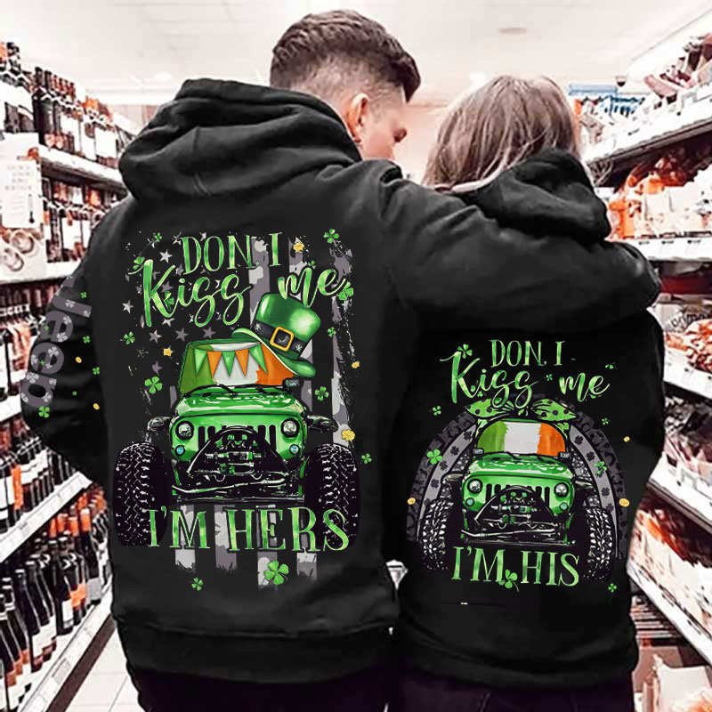 Matching Jeep Couple Don’t Kiss Me I’m His/Her Irish Oversized Hoodie