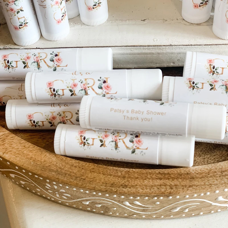 It's A Girl Baby Shower Favors Personalized Lip Balm Favors