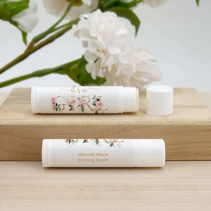 It's A Girl Baby Shower Favors Personalized Lip Balm Favors