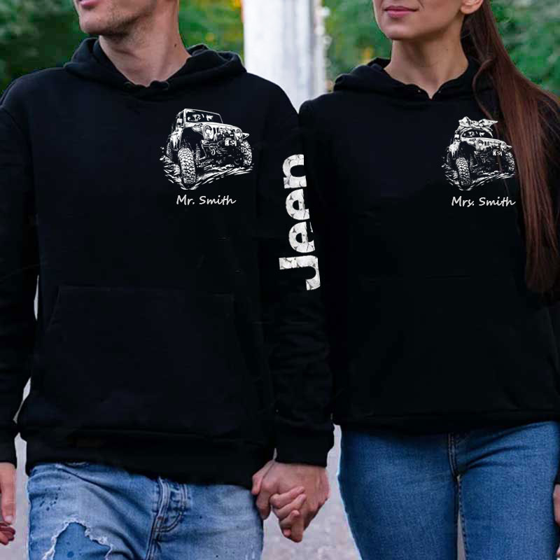 Matching Jeep Beast Beauty American Flag Couple Oversized Hoodie