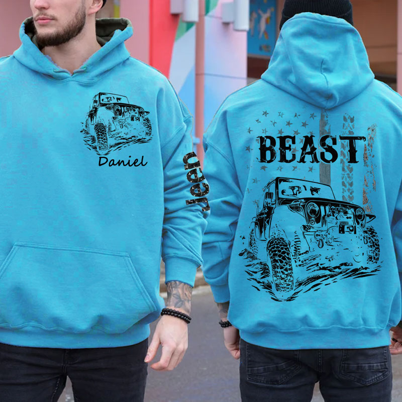 Matching Jeep Beast Beauty American Flag Couple Oversized Hoodie