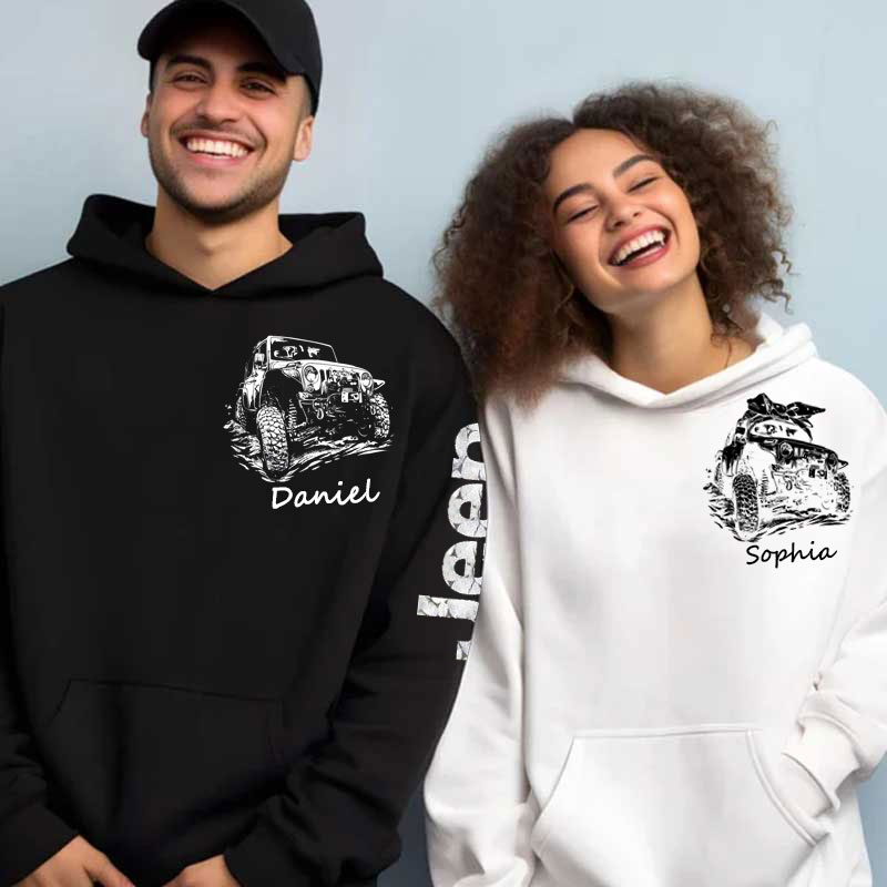 Matching Jeep Beast Beauty American Flag Couple Oversized Hoodie