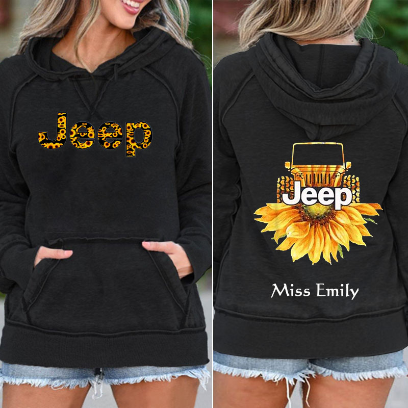 Jeep And Sunflower Pocket Hoodie