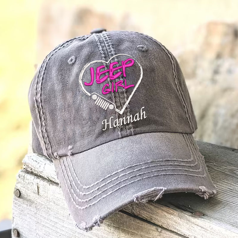 Jeep Girl Heart Hat Jeep Lover Baseball Cap With Your Name