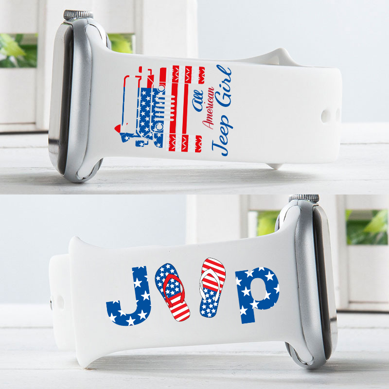 Jeep Girl USA Flag Flip Flops Apple Watch Band