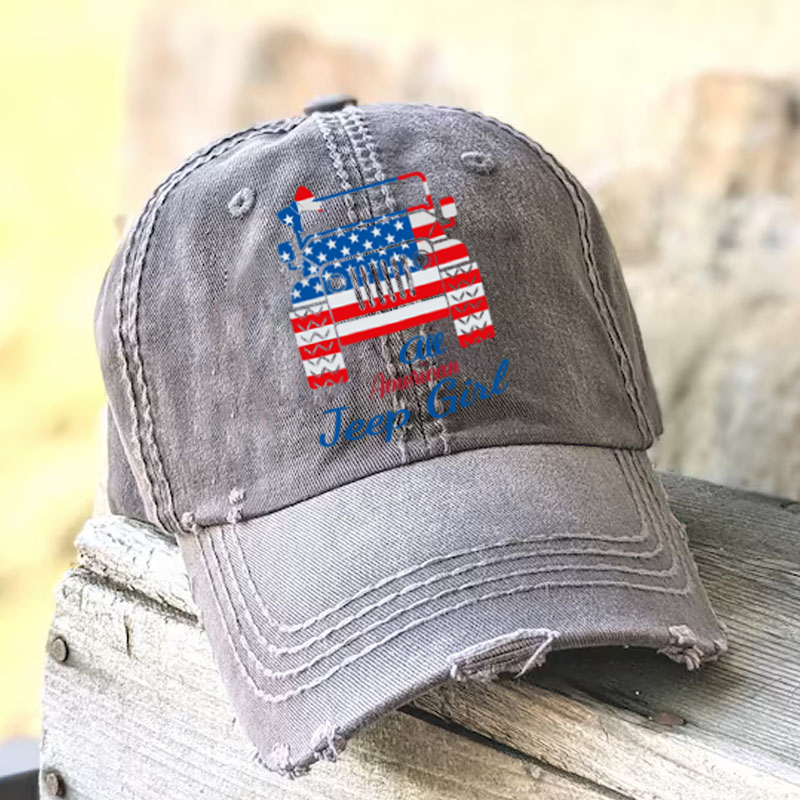 Jeep Girl USA Flag Flip Flops Baseball Cap