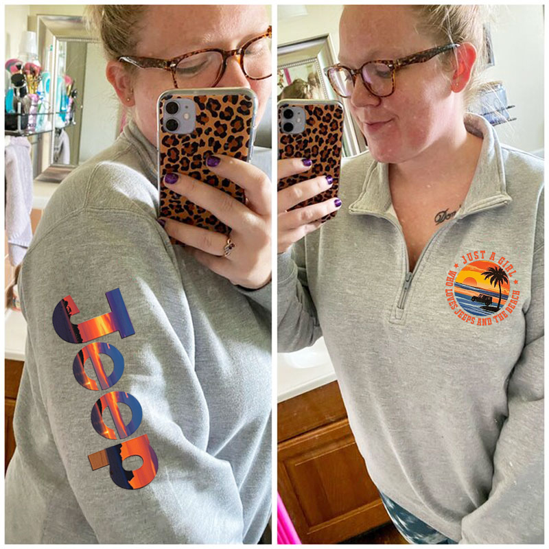 Jeep Girl Zip Jacket Sweatshirt - likes jeeps, the beach, and sunsets