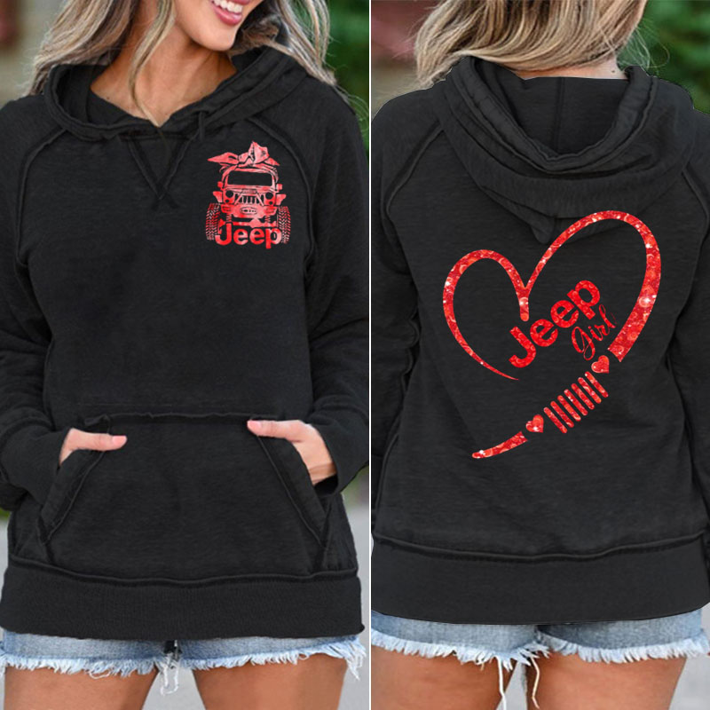 Jeep Girls Red Valentine Pocket Hoodie