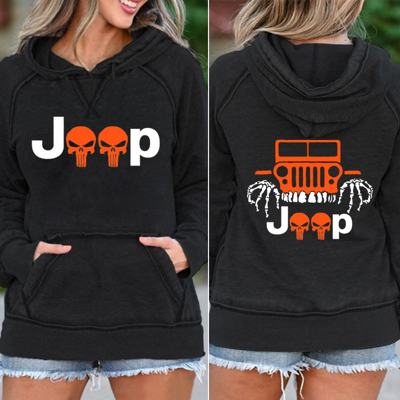 Jeep Skull Jeep Wrangler Halloween Pocket Hoodie