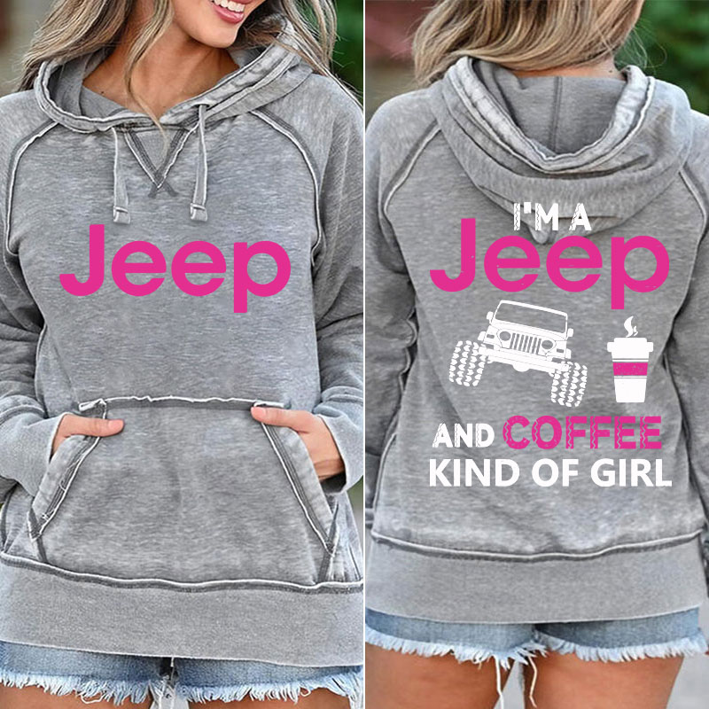 Jeep and Coffee Kind of Girl Pocket Hoodie