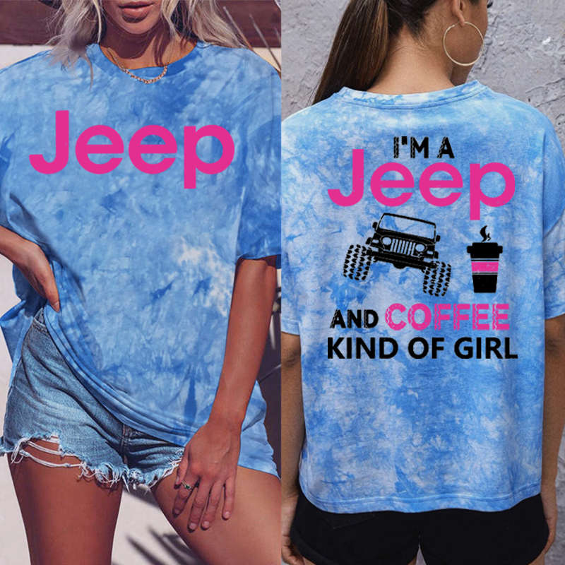 Jeep and Coffee Kind of Girl Tie-dye T-Shirt