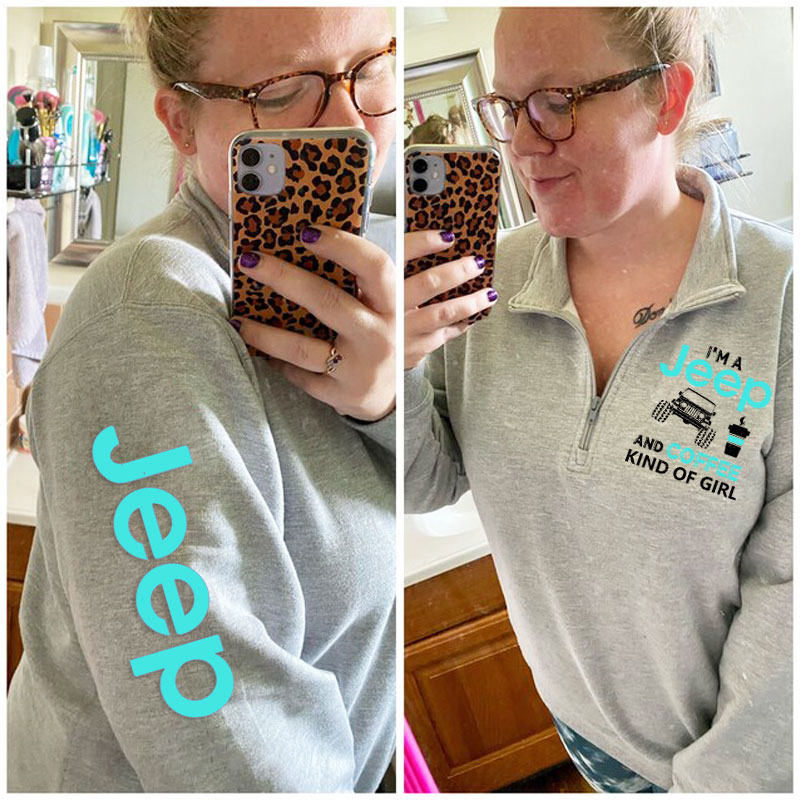 Jeep and Coffee Kind of Girl Zip Jacket Sweatshirt