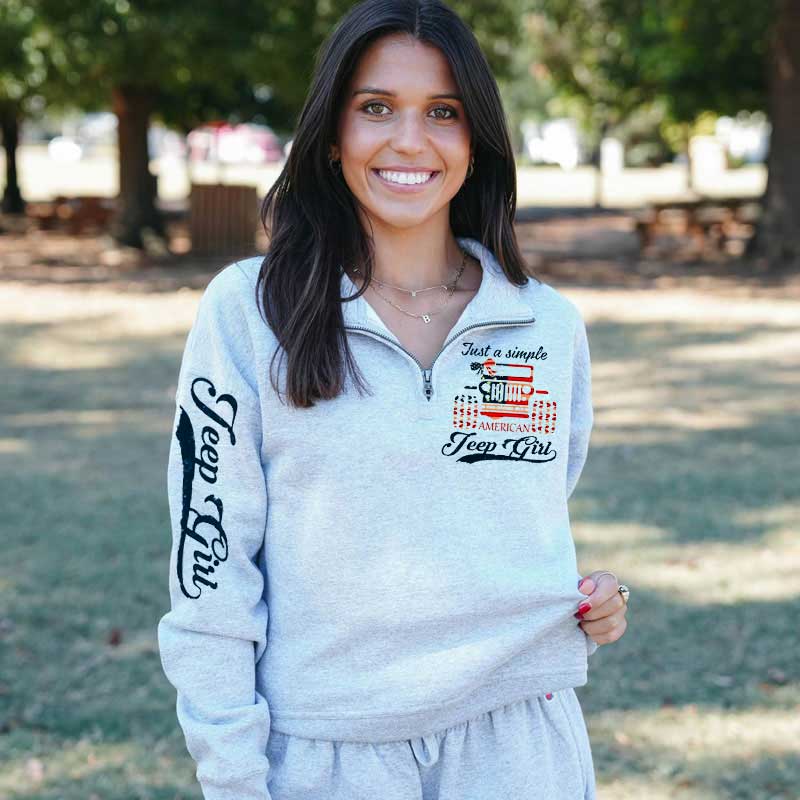 Just a Simple American Jeep Girl USA Flag Zip Jacket Sweatshirt