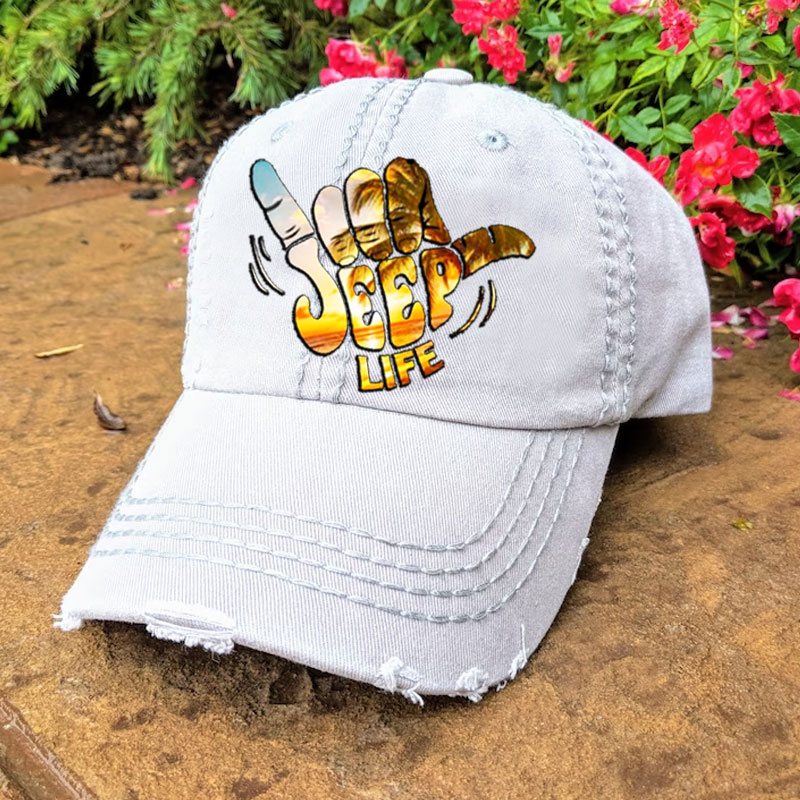 Jeep Life Sunset Beach Hand Signal Baseball Cap