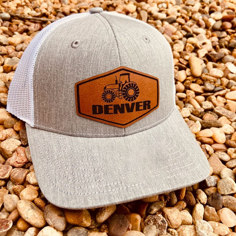 Kids Name Personalized Leather Patch Farm Tractor