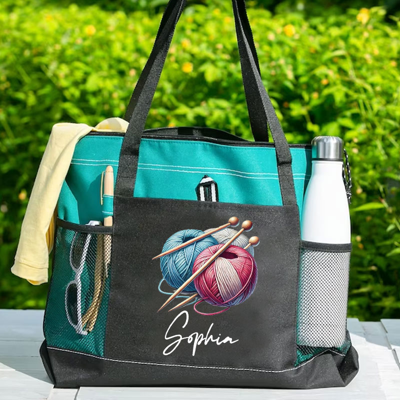 Personalized Knitting Lover Yarn Tote Bag