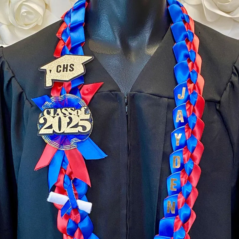Braided 7/8" Ribbon Leis for Graduation/personalized name/ school colors
