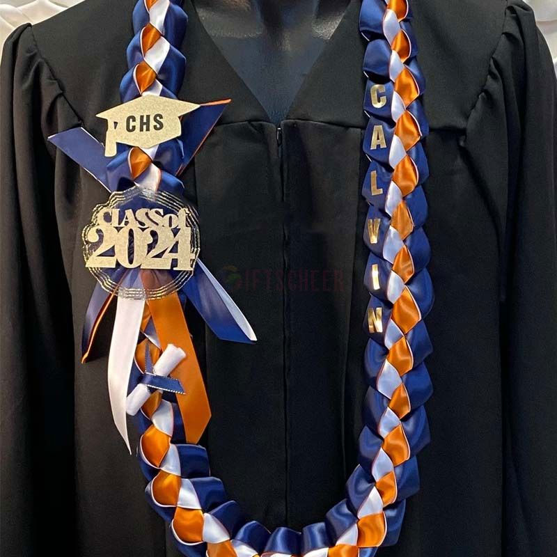 Braided 7/8" Ribbon Leis for Graduation/personalized name/ school colors
