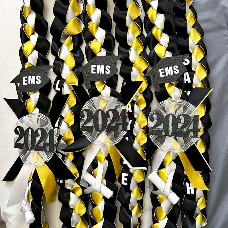 Braided 7/8" Ribbon Leis for Graduation/personalized name/ school colors