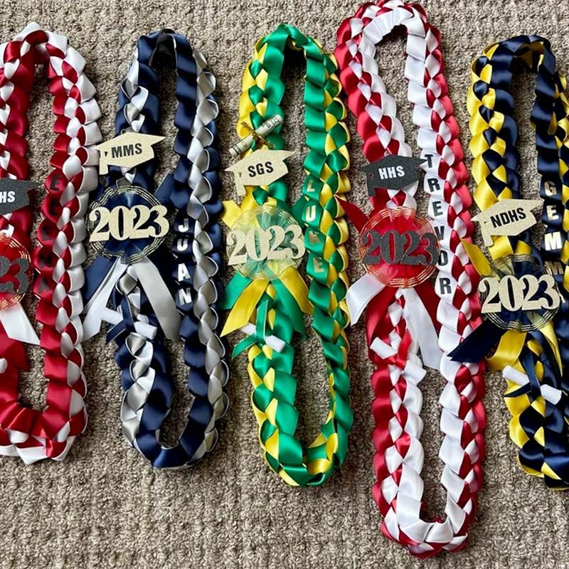 Braided 7/8" Ribbon Leis for Graduation/personalized name/ school colors