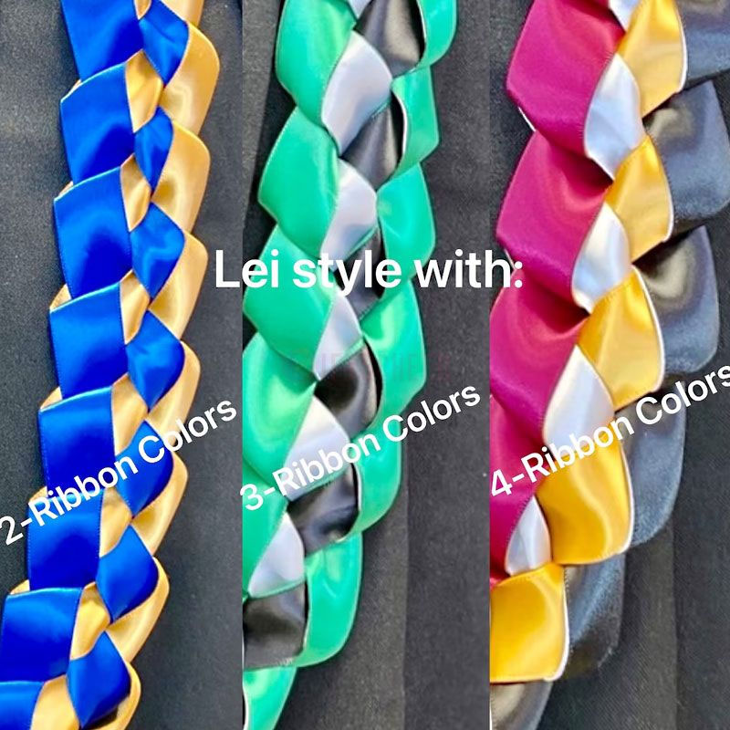 Braided 7/8" Ribbon Leis for Graduation/personalized name/ school colors