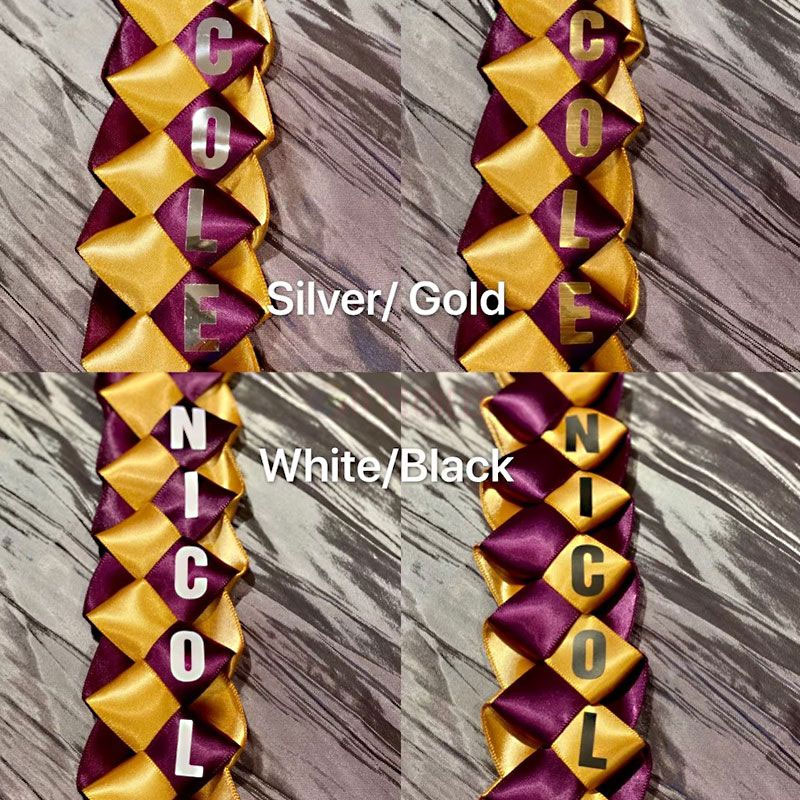 Braided 7/8" Ribbon Leis for Graduation/personalized name/ school colors