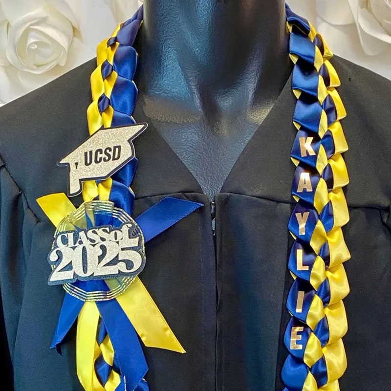 Braided 7/8" Ribbon Leis for Graduation/personalized name/ school colors