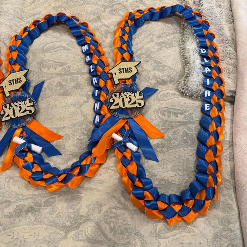 Braided 7/8" Ribbon Leis for Graduation/personalized name/ school colors