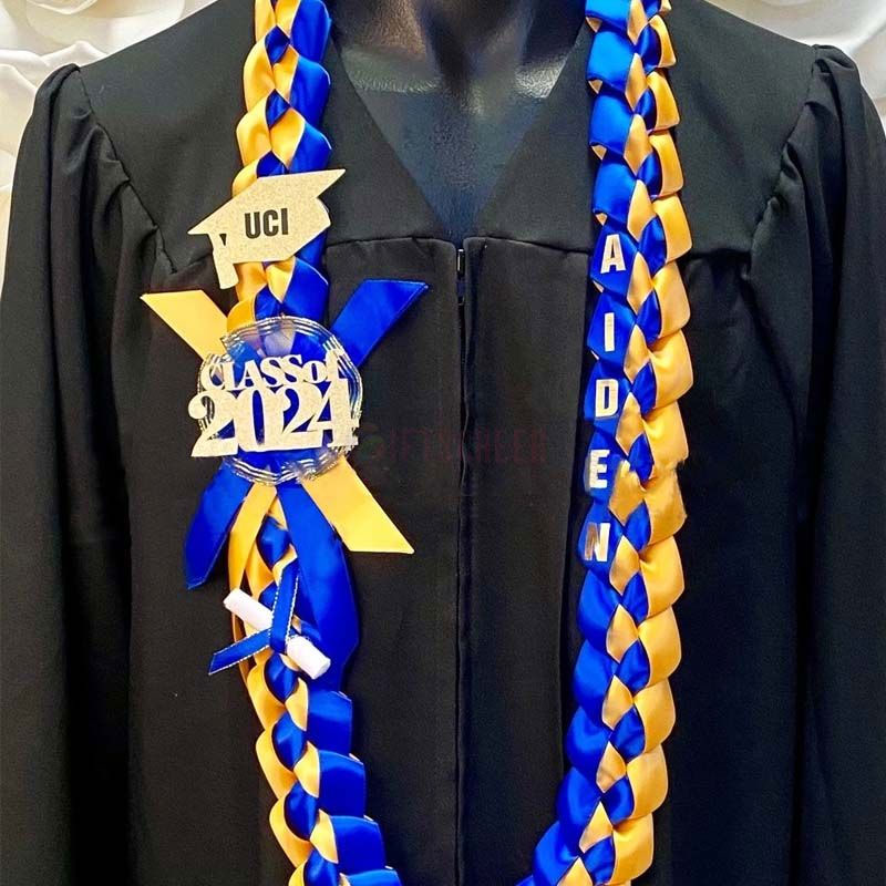 Braided 7/8" Ribbon Leis for Graduation/personalized name/ school colors