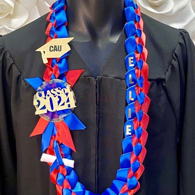 Braided 7/8" Ribbon Leis for Graduation/personalized name/ school colors