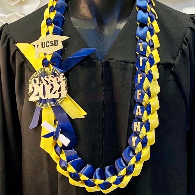 Braided 7/8" Ribbon Leis for Graduation/personalized name/ school colors