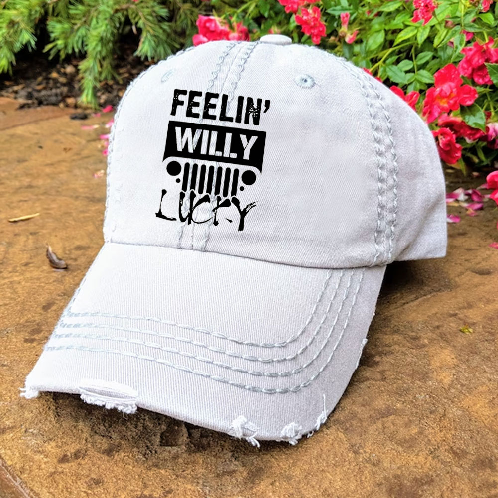 Feelin Willy Lucky Jp Black and White Baseball Cap