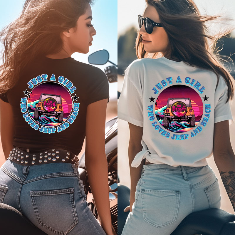 Off Road Jeep Beach Flip Flop Girl  - Tshirt