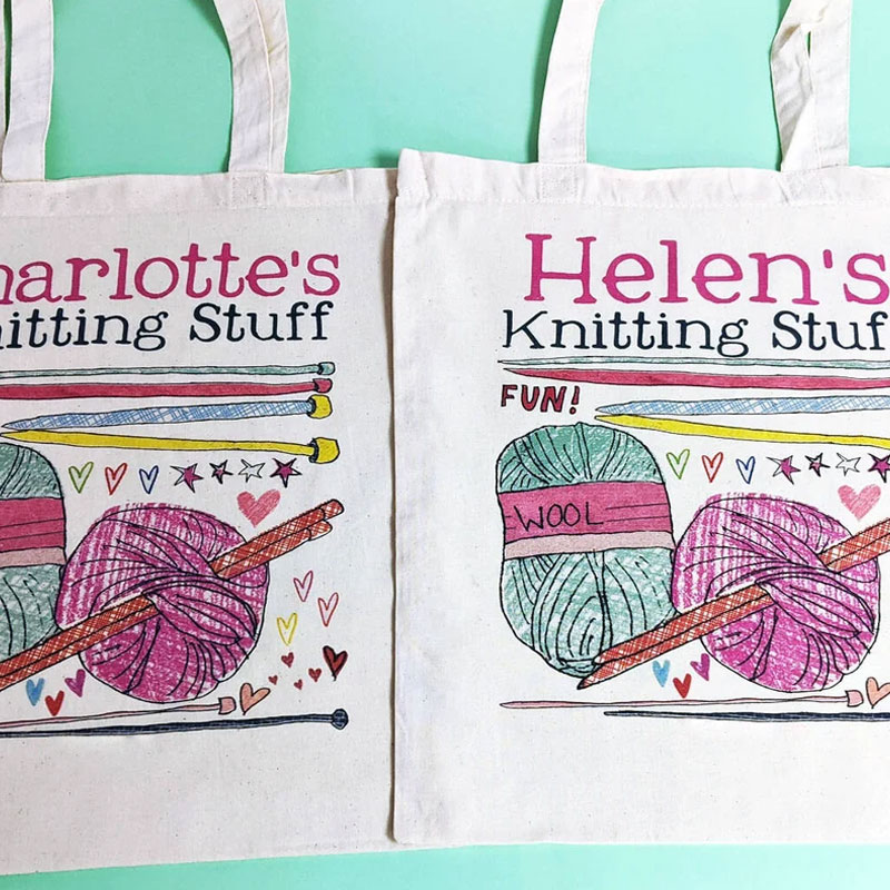 Personalised Knitting Canvas bag Knitting Gift