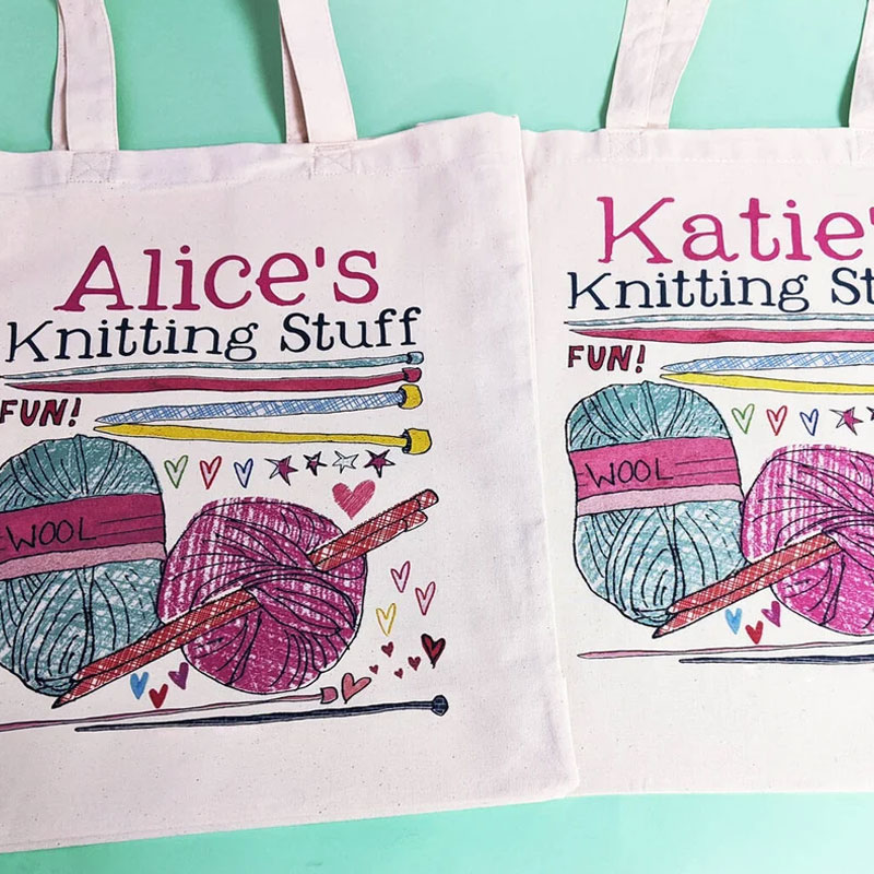 Personalised Knitting Canvas bag Knitting Gift