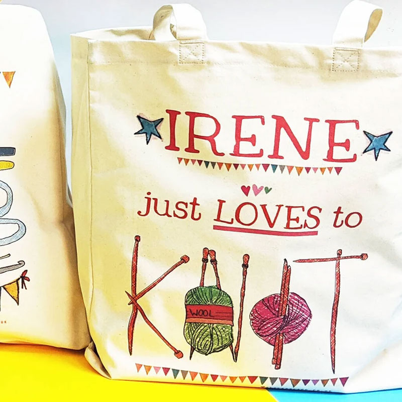 Personalised Knitting Canvas bag Knitting Gift