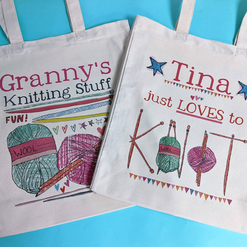 Personalised Knitting Canvas bag Knitting Gift