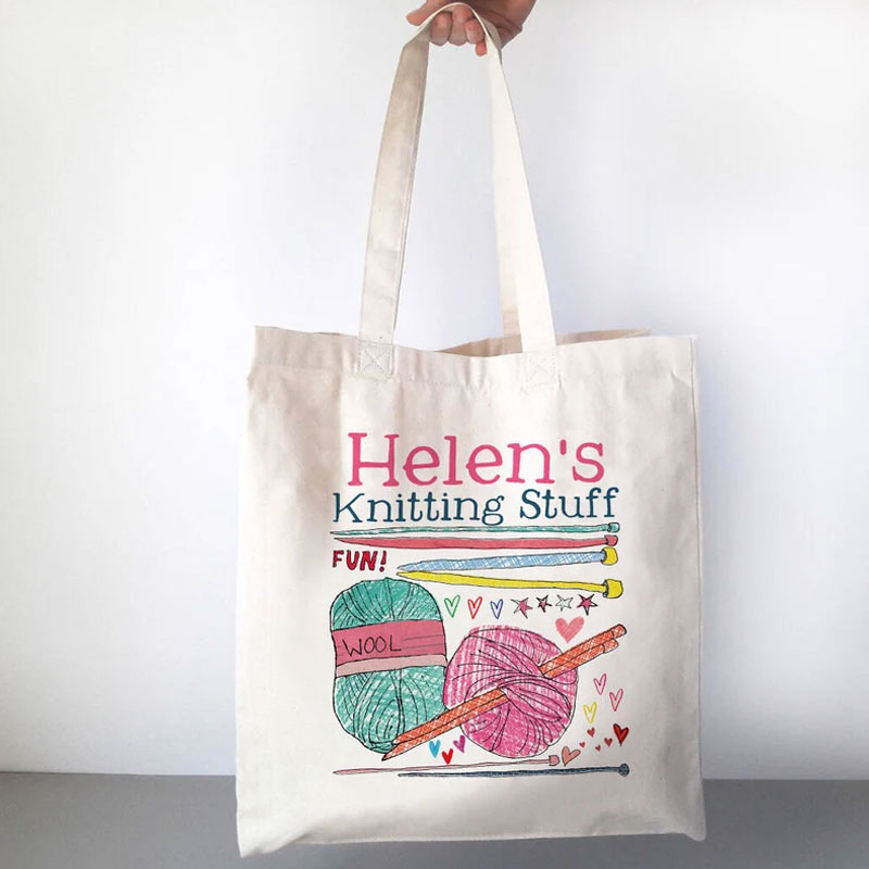Personalised Knitting Canvas bag Knitting Gift