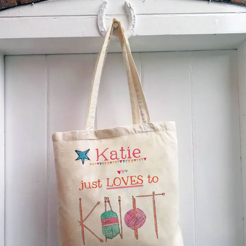 Personalised Knitting Canvas bag Knitting Gift