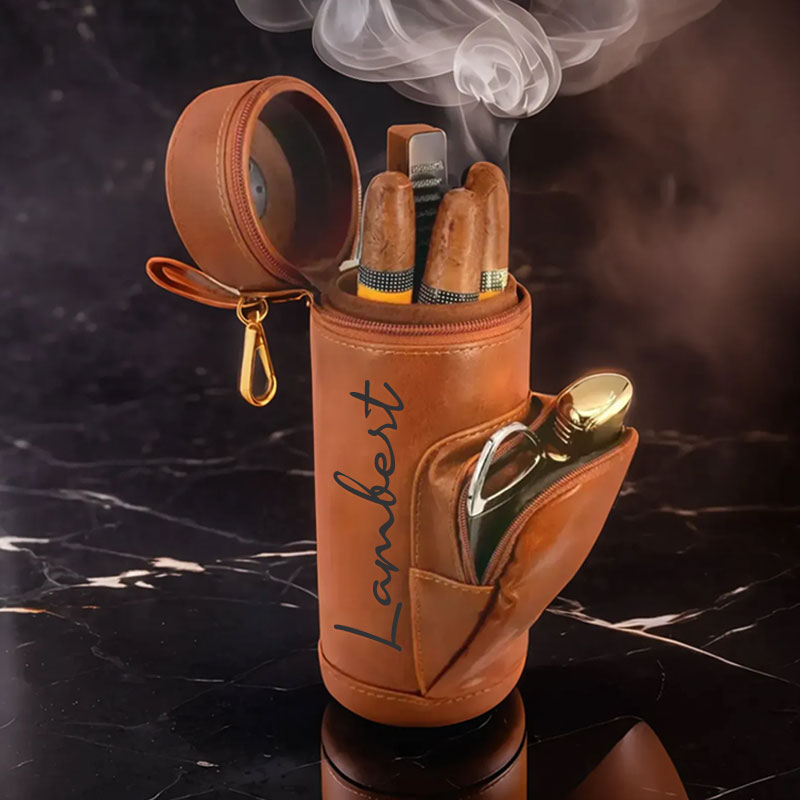 Personalisierter Zigarren-Humidor-Etui-Halter Leder Zigarren graviert Männer Geschenk