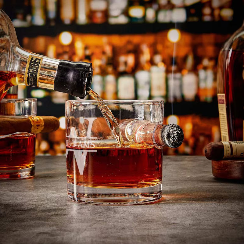 Personalized Cigar Glass Round - Engraved Bourbon Glass