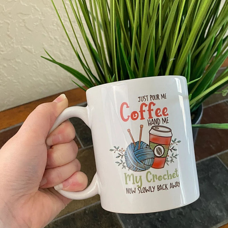 Personalized Crochet Yarn And Coffee Mug Cup